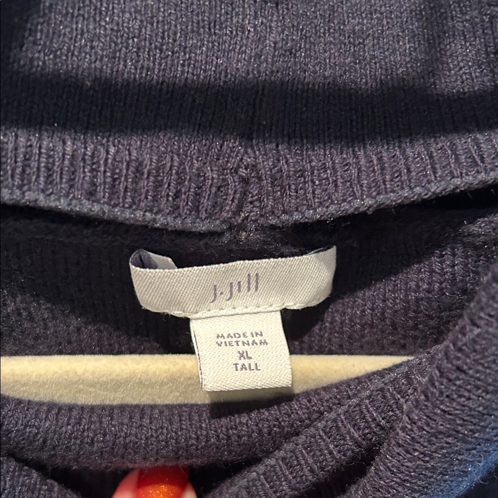 J. Jill Navy Blue Floral Mock Turtleneck Sweater - Picture 2 of 4
